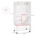 PawHut Large Bird Cage Budgie Cage 3 Tier Aviary with Stand Wheels, Toys, Ladders, Shelf for Canaries, Finches, Cockatiels, Parakeets - White - 3