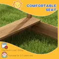 Outsunny House-Designed Wooden Sandbox, Outdoor Sandpit, with Blackboard, Toys, Sink, Seats, Flags, for Ages 3-7 Years - Brown - 6