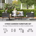 Outsunny 4-Piece Garden Furniture Set with Cushions - Light Grey - 4