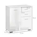 HOMCOM Sideboard, Modern Storage Cabinet with 2 Drawers, 2 Doors and Adjustable Shelf, Kitchen Cabinet for Living Room, Dining Room, High Gloss White - 3