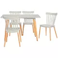 HOMCOM 5 Piece Dining Table Set with Beech Wood Legs, Space Saving Table and 4 Chairs for Small Kitchens, Grey - 1