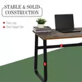 HOMCOM Computer Table, Writing Desk with Steel Frame and Wood Top, Industrial Home Study Table, 115 x 58 x 74.5cm, Rustic Brown and Black - 7