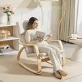 HOMCOM Comfortable Relax Rocking Chair, Upholstered Lounge Chair Recliner with High Back and Headrest for Living Room, Bedroom, Cream White - 7