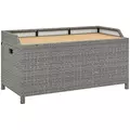 Outsunny 130 L Rattan Garden Storage Box, with Seat - Grey - 1