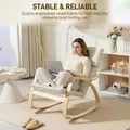 HOMCOM Comfortable Relax Rocking Chair, Upholstered Lounge Chair Recliner with High Back and Headrest for Living Room, Bedroom, Cream White - 6