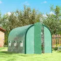 Outsunny 3 x 2 m Polytunnel Greenhouse, with Windows and Doors - Green - 9