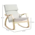 HOMCOM Comfortable Relax Rocking Chair, Upholstered Lounge Chair Recliner with High Back and Headrest for Living Room, Bedroom, Cream White - 3
