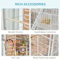 PawHut Large Bird Cage Budgie Cage 3 Tier Aviary with Stand Wheels, Toys, Ladders, Shelf for Canaries, Finches, Cockatiels, Parakeets - White - 5