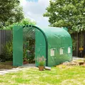Outsunny 3 x 2 m Polytunnel Greenhouse, with Windows and Doors - Green - 2