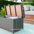 Outsunny 130 L Rattan Garden Storage Box, with Seat - Grey - 5