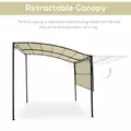 Outsunny 3 x 2.5m Patio Metal Gazebo Door Window Awning Wall Mount Canopy Outdoor Sunshade with Extended Shelter Cream White - 4