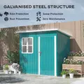 Outsunny 7 x 4ft Galvanised Steel Garden Shed, with Lock and Gloves - Green - 4