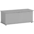 HOMCOM 113L Storage Chest, Storage Box with Flip-Top Lid and 2 Safety Hinges, Storage Trunk for Living Room, Entryway, 100 x 40 x 40 cm, Grey - 1