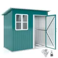 Outsunny 7 x 4ft Galvanised Steel Garden Shed, with Lock and Gloves - Green - 1