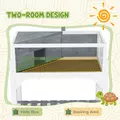 PawHut Wooden Tortoise House with Storage Shelf, Clear Observation Windows, Lamp Holder, Openable Top, Built-in Tray, Grey - 6