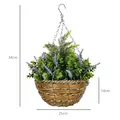 Outsunny Set of Two Artificial Hanging Lavender Flower Pots - Purple - 3
