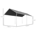 Outsunny 3 x 6m Heavy Duty Carport Garage Car Shelter Galvanized Steel Outdoor Open Canopy Tent Water UV Resistant Waterproof, Grey - 3