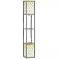 HOMCOM Floor Lamp with Shelves, Dual Light, Modern Tall Standing Lamps, with Pull Chain Switch (Bulb not Included), Light Grey - 1