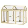 PawHut Large Chicken Run, Wooden Chicken coop, with Combinable Design - Natural Wood Finish - 1