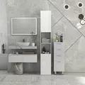 kleankin Multi-Storage Slim Bathroom Cabinet - High Gloss White - 7