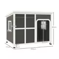 PawHut Wooden Outdoor Dog House, with Asphalt Openable Top, Removable Floor, Clear Front Panel, Curtain, 103 x 77 x 83cm - 3