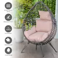 Outsunny Garden Egg Chair, Teardrop Outdoor PE Rattan Chair with Full-body Soft Padded Cushion, Grey - 4