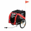 Pawhut Bicycle Pet Trailer in Steel Frame-Red/Black - 1