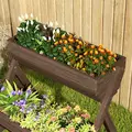 Outsunny 3 Tier Raised Garden Bed Wooden Elevated Planter Box Kit, 66L for Flower, Vegetable, Herb, 65x75x78cm, Tan - 9