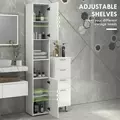 kleankin Multi-Storage Slim Bathroom Cabinet - High Gloss White - 5