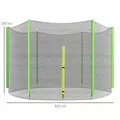 SPORTNOW 10ft Trampoline Net Replacement with 6 Plastic Pole Covers, Weather-Resistant Trampoline Netting Replacement with Zipped Entrance, Poles Not Included, Green - 3