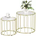 HOMCOM Elliptical Cut-Out Nesting Tables - Gold-Tone - 1