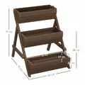 Outsunny 3 Tier Raised Garden Bed Wooden Elevated Planter Box Kit, 66L for Flower, Vegetable, Herb, 65x75x78cm, Tan - 3