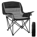 Outsunny Portable Padded Camping Chair, with Bag - Black/Grey - 1
