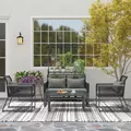Outsunny 4 Pieces Rattan Garden Furniture Set - Charcoal Grey - 8