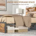 HOMCOM Industrial Double Bed Frame with Storage Headboard & Under-Bed Space – Robust Steel Base, 4.8 ft Double Bed, Rustic Brown - 5