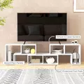 HOMCOM Three-Block Modular TV Stand - White Wood-Effect - 7