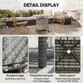 Outsunny Wicker Garden Rattan Table, Patio Furniture Outdoor Coffee Table with Umbrella Hole and Tempered Glass Top, Grey - 7