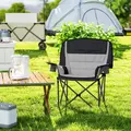 Outsunny Portable Padded Camping Chair, with Bag - Black/Grey - 2