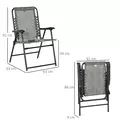 Outsunny  Pieces Patio Folding Chair Set, Outdoor Portable Loungers for Camping Pool Beach Deck, Lawn Chairs with Armrest Steel Frame, Mixed Grey - 3