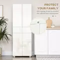 HOMCOM 4-Door Kitchen Cupboard, Tall Freestanding 5-Tier Storage Cabinet with 3 Adjustable Shelves, 2 Drawers for Living Room, Dining Room, Push to Open Design, High Gloss White - 7