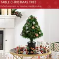 HOMCOM 2FT Pre-lit Artificial Christmas Tree Tabletop Multicoloured Fibre Optic Xmas Decoration w/ LED Lights Pot Table Desk - Green - 6