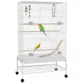 PawHut Bird Cage w/ Stand, Toys, Accessories, for Canaries, Finches, White - 1