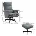 HOMCOM Swivel Recliner Chair and Footstool, Upholstered Massage Recliner Armchair with Remote Control, Timer and Steel Base, Grey - 3
