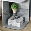 HOMCOM Modern Side Table Set of 2, Three Layer Bedside Table Nightstand with 2 Storage Shelves, for Living room, Bedroom, Grey - 9