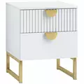HOMCOM Elegant Two-Drawer Bedside Table - White - 1