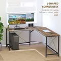 HOMCOM L-Shaped Desk, Gaming Desk, 150 x 150 x 75 cm, Corner Computer Desk for Study, Home Office, Bedroom, Rustic Brown - 4