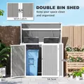 Outsunny 4.7 x 2.5FT Garden Shed, Double Bin Storage Shed with Lockable Doors, Outdoor Small Shed with Openable Lid for 2 Trash Cans, Garden Tools, Grey - 6
