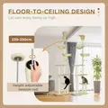 PawHut 230-250cm Floor-to-Ceiling Climbing Cat Tree Tower - Beige - 5