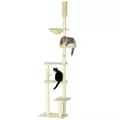 PawHut 230-250cm Floor-to-Ceiling Climbing Cat Tree Tower - Beige - 1