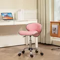 HOMCOM Adjustable Rolling Swivel Beauty Salon Chair, Stool for Spa, Pink - 2